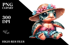 Cute Baby Turtle with Beachwear, Transparent PNG Product Image 2