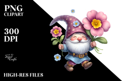Floating Gnome with Primrose, Charming PNG Product Image 2