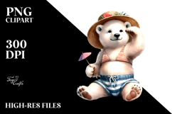 Baby Polar Bear in Beachwear PNG Product Image 2