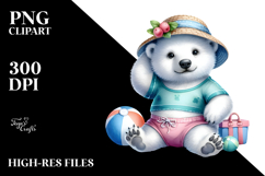 Baby Polar Bear in Beachwear PNG Product Image 2