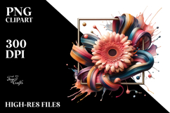 Glossy Gerbera in Frame PNG Product Image 2
