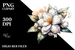 Shiny Jasmine Golden Watercolor Splash | Clipart Product Image 3