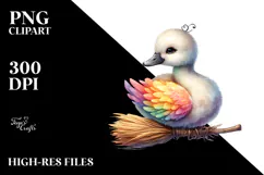 Colorful Baby Swan Broom | Sublimation | Clipart Product Image 2