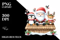 Santa and Friends on Rooftop PNG Product Image 3