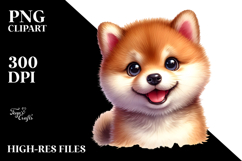Happy Baby Shiba Inu with Big Eyes, Watercolor PNG Product Image 2