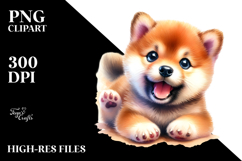 Happy Baby Shiba Inu with Big Eyes, Watercolor PNG Product Image 2