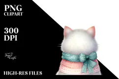Pastel Colors Cat with Christmass Decorations, PNG Product Image 2