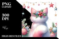Watercolor Cat with Christmas Decorations Product Image 2