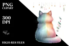 Pastel Colors Cat with Christmass Decorations, PNG Product Image 2