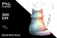 Pastel Colors Cat with Christmass Decorations, PNG Product Image 3