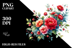 Vibrant Red Flowers Watercolor Product Image 2