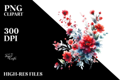 Vibrant Red Flowers Watercolor Product Image 2