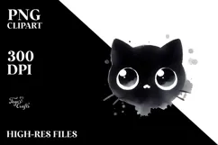 Funny Black Cat Digital Painting PNG Product Image 2