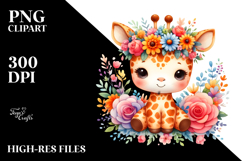 Cute Giraffe Flower Crown Clipart Product Image 2