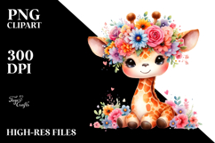 Cute Giraffe Flower Crown Clipart Product Image 2
