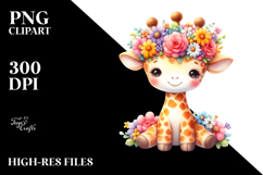 Cute Giraffe Flower Crown Clipart Product Image 2