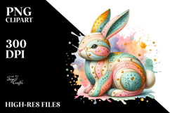 Colorful Pastel Bunny Made of Wood PNG Product Image 2