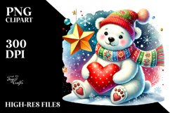 colorful Polar Bear Heart Adorned PNG Product Image 2