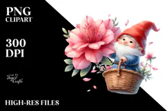 Cute Gnome with Azalea, Transparent PNG Product Image 2
