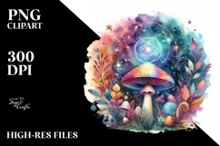 colorful Magical Aster Mushroom | Sublimation | Clipart Product Image 1
