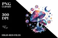 colorful Magical Aster Mushroom | Sublimation | Clipart Product Image 3