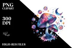 colorful Magical Aster Mushroom | Sublimation | Clipart Product Image 2