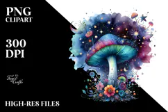 colorful Magical Aster Mushroom | Sublimation | Clipart Product Image 2