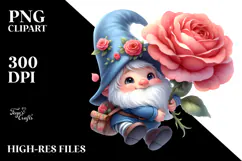 Floating Gnome with Rose, Lovely PNG Product Image 2