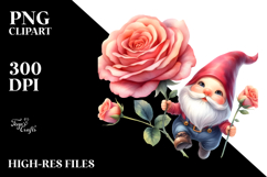 Cute Gnome with Rose PNG Product Image 2