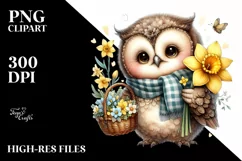 Detailed Cute Baby Owl with Flowers Product Image 3