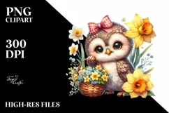 Detailed Cute Baby Owl with Flowers Product Image 3