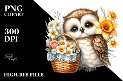 Detailed Cute Baby Owl with Flowers Product Image 1