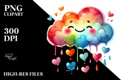 Cute Cloud with Heart Motifs, PNG Product Image 2