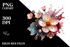 Glossy Cherry Blossom, Watercolor PNG Product Image 2