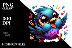 colorful Baby Blackbird Dancing Clipart Product Image 1