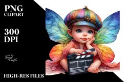 Colorful Baby Fairy with Director&#039;s Cap PNG Product Image 1