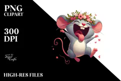 Goofy Cartoon Mouse Flower Crown PNG Product Image 2