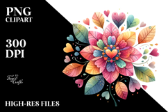 Simple Flower with Hearts PNG Product Image 2