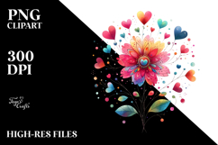Simple Flower with Hearts PNG Product Image 2