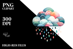 Simple Colorful Watercolor Cloud PNG Product Image 2