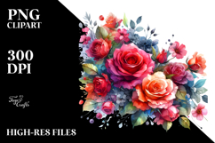 Colorful Abstract Red Roses Frame PNG Product Image 2
