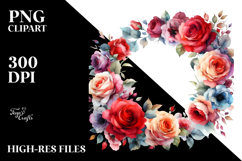 Abstract Colorful Red Roses Frame PNG Product Image 2