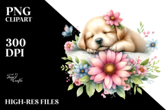 Sleeping Baby Puppy Whimsical PNG Product Image 2