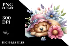 Sleeping Baby Puppy Whimsical PNG Product Image 2