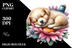 Sleeping Baby Puppy Whimsical PNG Product Image 2