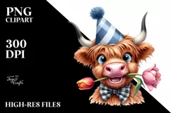Highland Cow Party Hat Sublimation Clipart Product Image 3