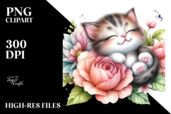 Sleeping Baby Cat Whimsical PNG Product Image 2