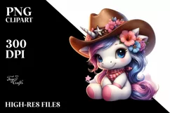 Cute Baby Unicorn with Cowboy Hat Product Image 3