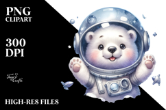 Baby Polar Bear Astronaut PNG Product Image 2