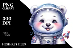 Baby Polar Bear Astronaut PNG Product Image 2